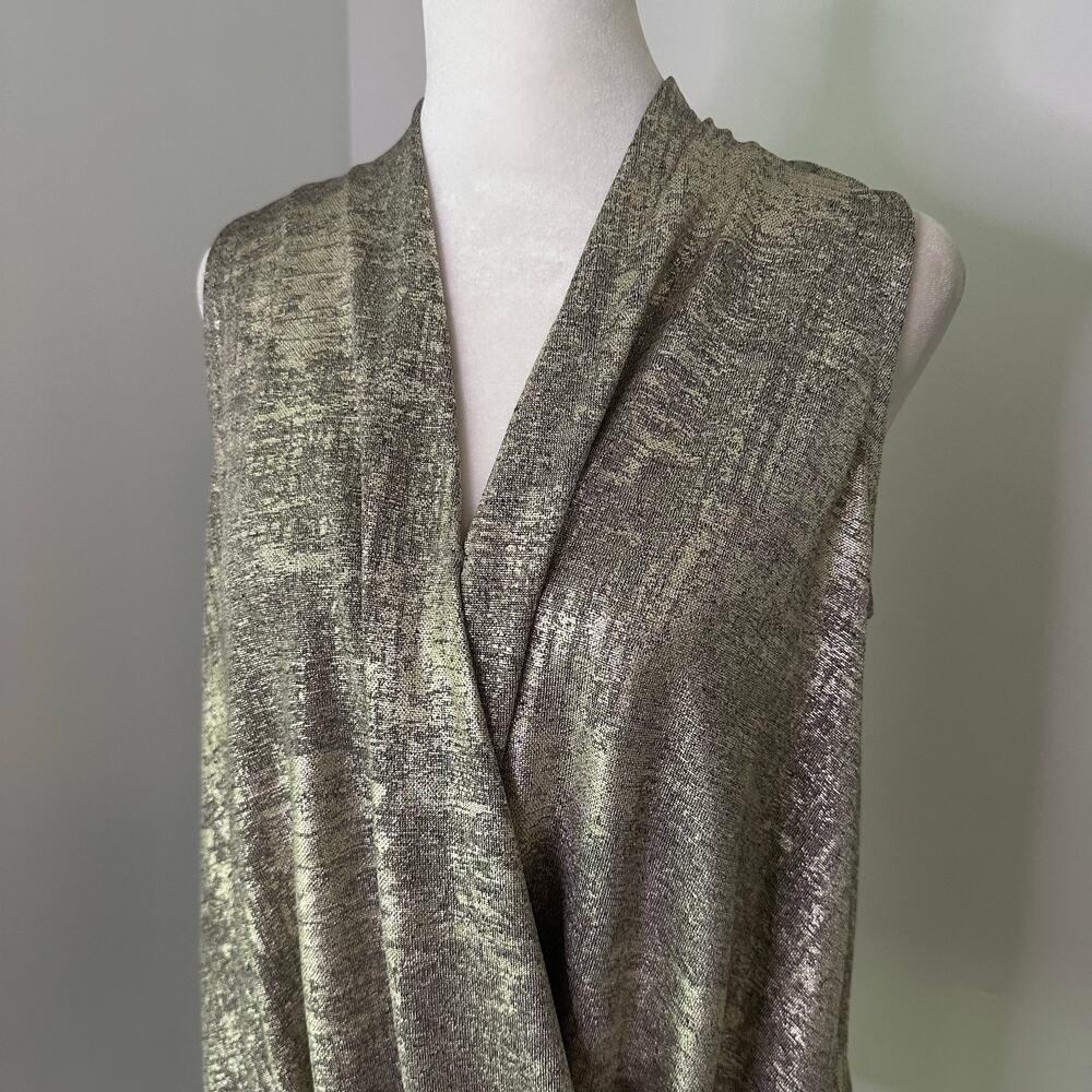 Akemi + Kin Anthropologie silver metallic wrap sleeveless top size S - Picture 4 of 12